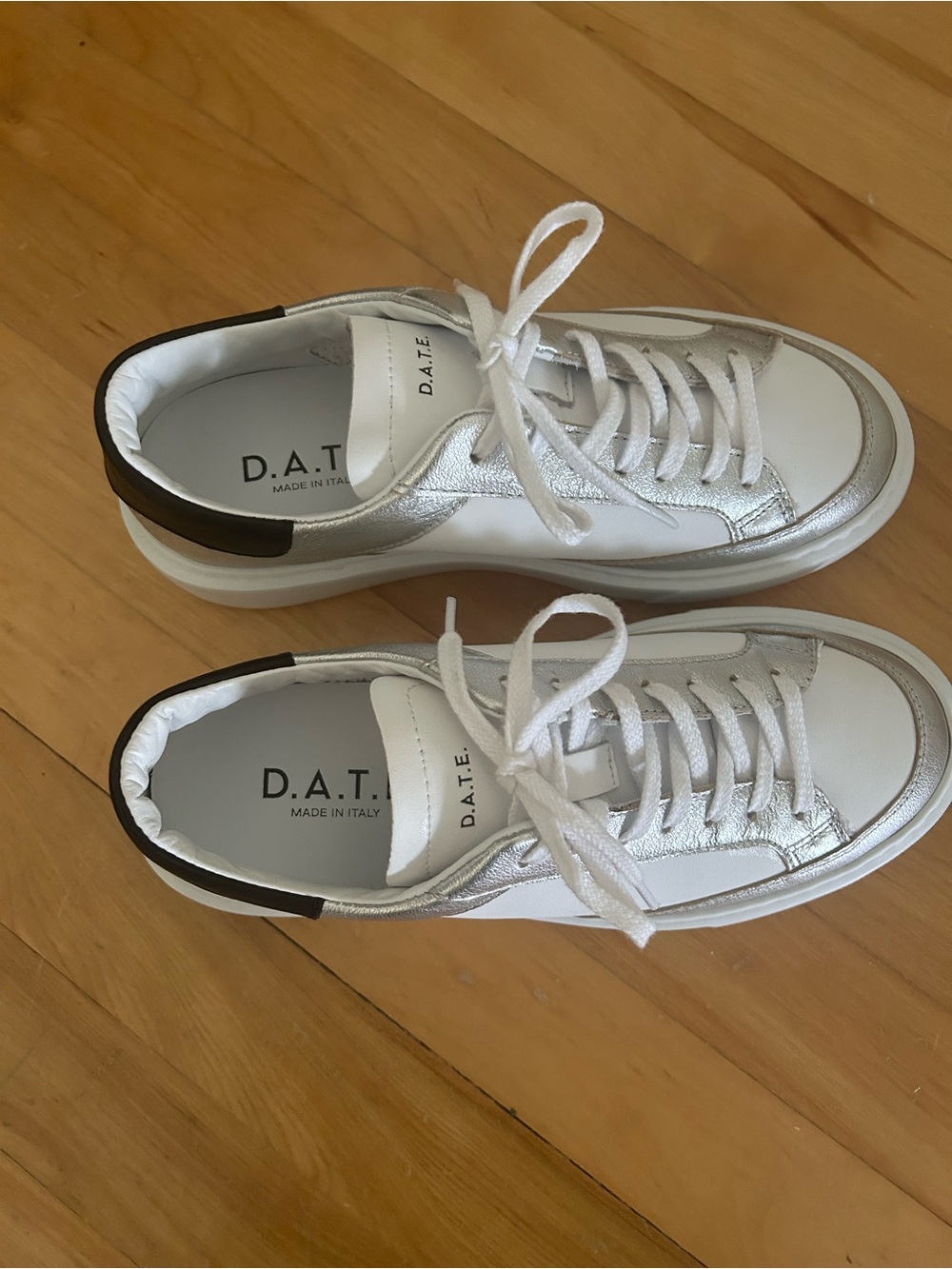 D.A.T.E White & Silver Sneakers - Picture 4 of 8